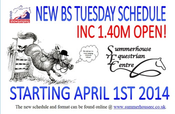 Summerhouse EC Senior British Showjumping: New Tuesday Schedule now including 1.40m Open! Starts 1st April 2014! 
